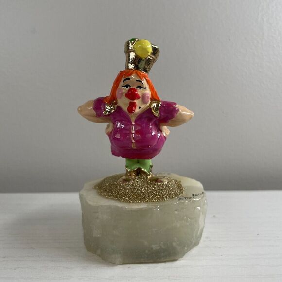 Ron Lee L-251 Kiss! Kiss! Clown Figurine Hand-Painted on Stone Base 3” Tall - Picture 4 of 9